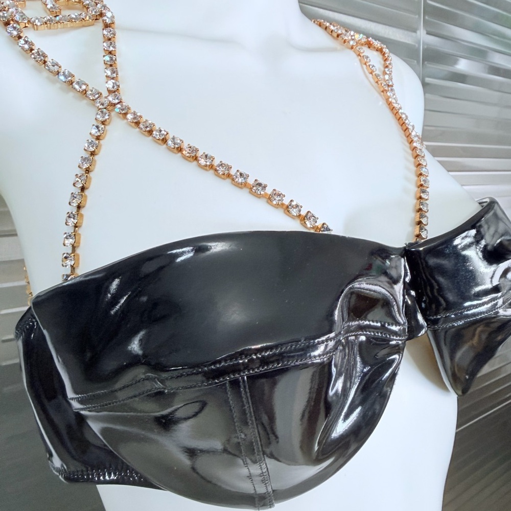 GCDS Crystal Latex Bra Bralette Embellished - Picture 4 of 14